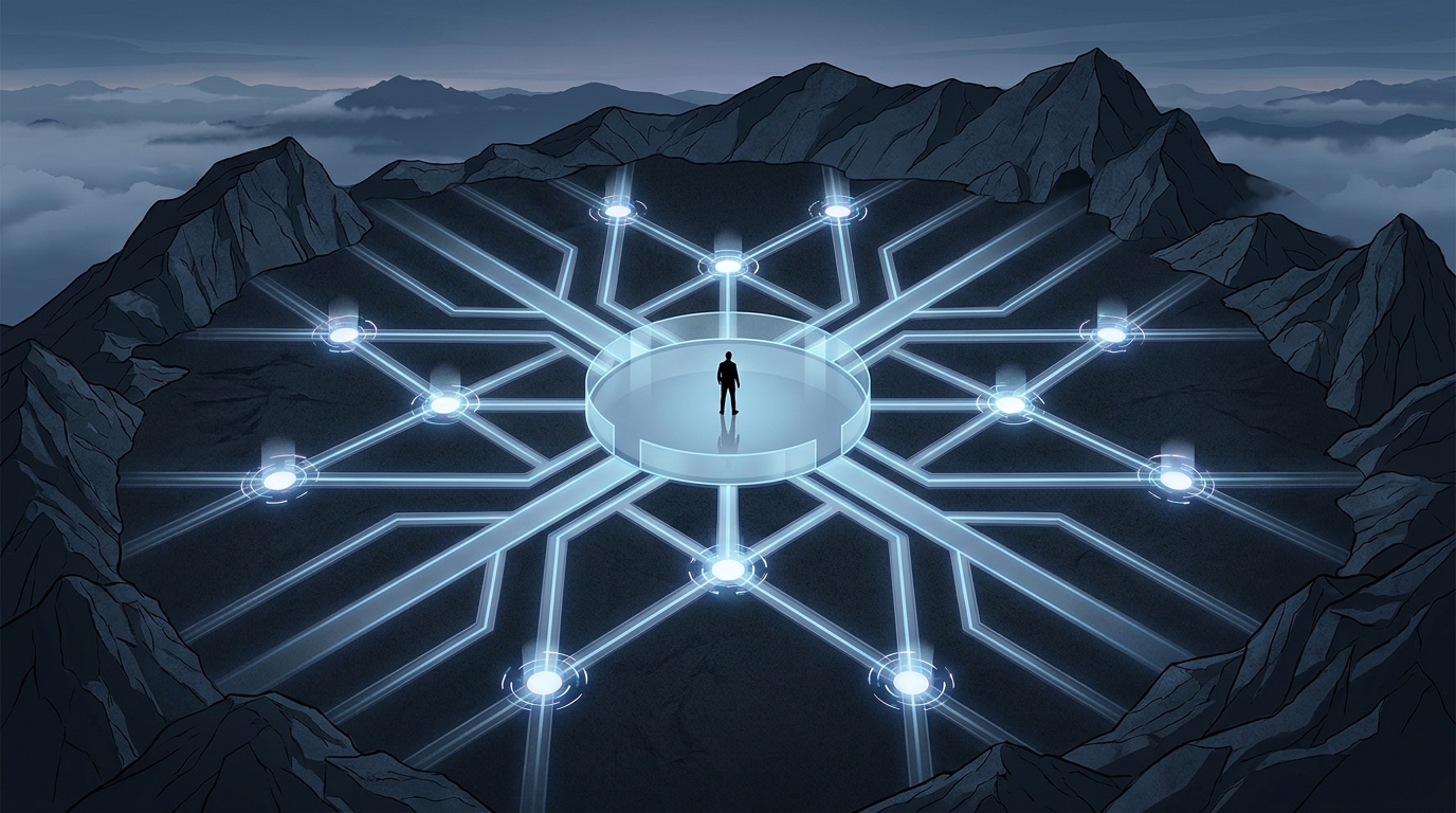 AI and human collaboration managing Google Ads at scale — a symbolic hero image for a fully autonomous Google Ads managed service article